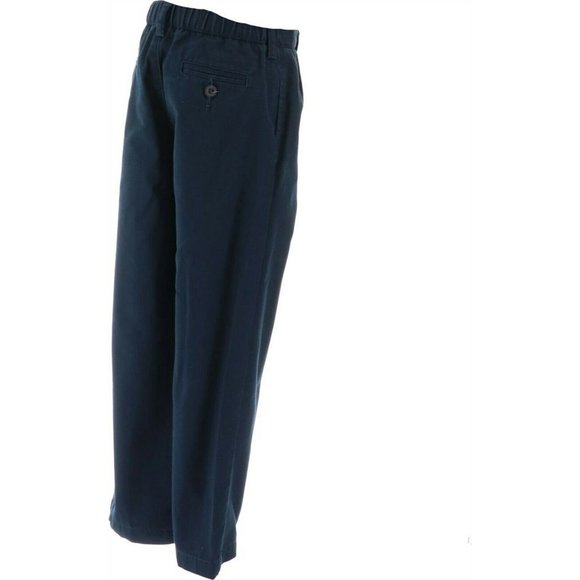 NWT LANDS' END BOY'S IRON KNEE PLEATED CHINO PANTS CLASSIC NAVY 14 - Picture 6 of 12